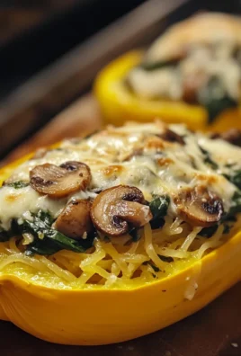 5-Minute Creamy Spinach and Mushroom Stuffed Spaghetti Squash