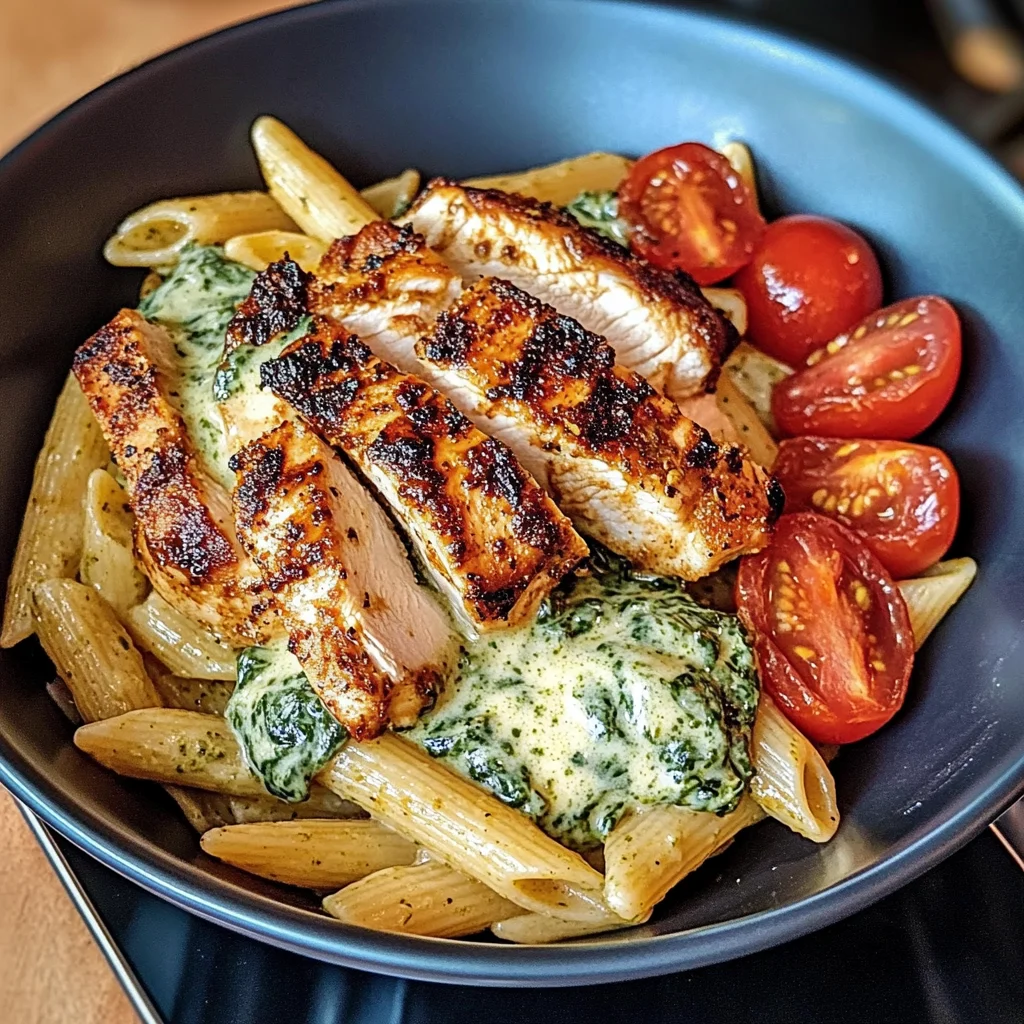Cajun Chicken Pasta Bowl with Creamy Spinach Sauce