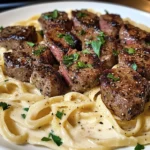 Cajun Spiced Steak Bites with Creamy Fettuccine Alfredo