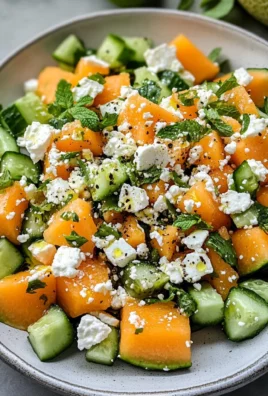 Cantaloupe Melon Salad With Cucumber & Feta