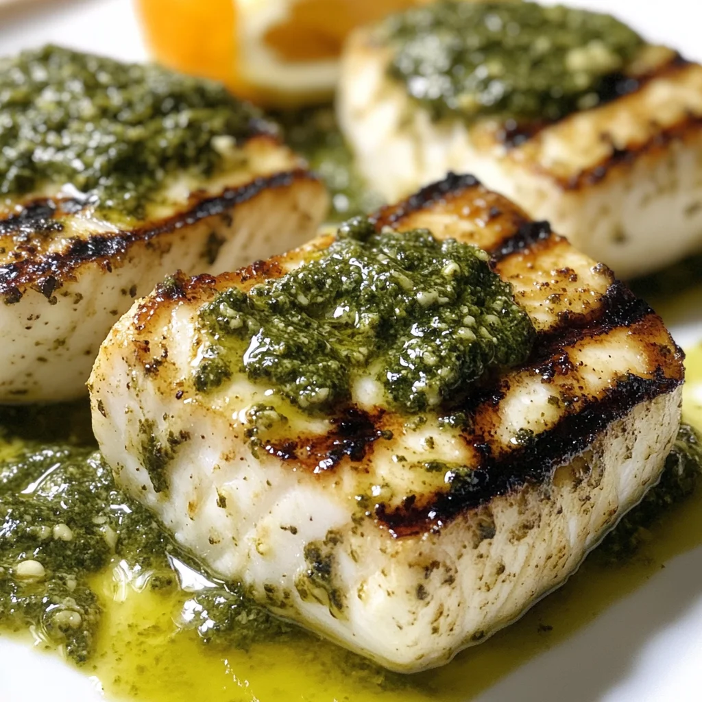 Grilled Halibut with Pesto Sauce Recipe