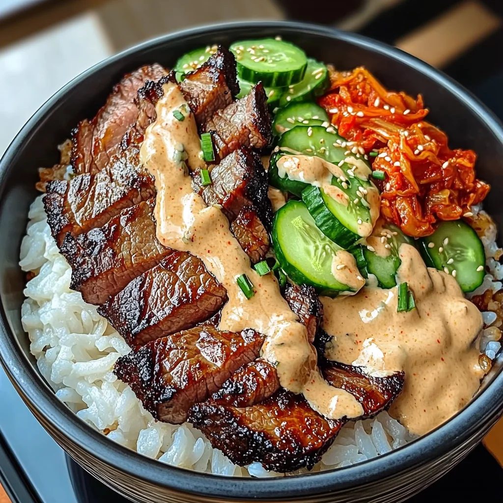 Korean BBQ Steak Bowls with Creamy Sauce