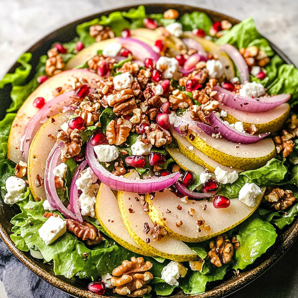 Pear Salad with Creamy Pomegranate Dressing