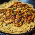 Spicy Cajun Chicken Linguine in Creamy Garlic Parmesan Sauce