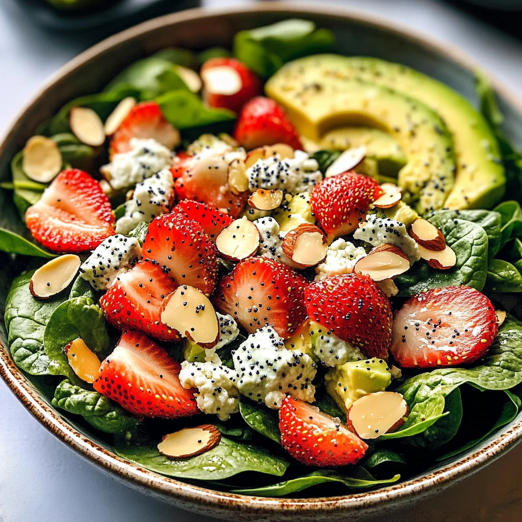 Strawberry Avocado Spinach Salad with Poppyseed Dressing