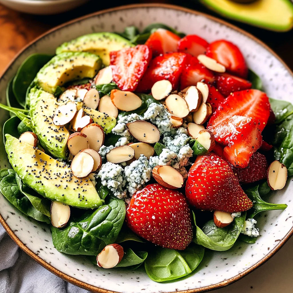 Strawberry Avocado Spinach Salad with Poppyseed Dressing