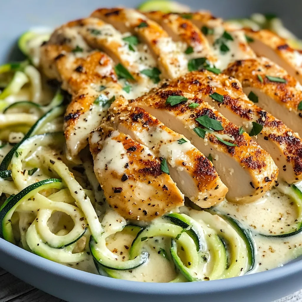 Zucchini Noodle Chicken Alfredo