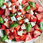 4 Ingredient Watermelon Feta Basil Salad