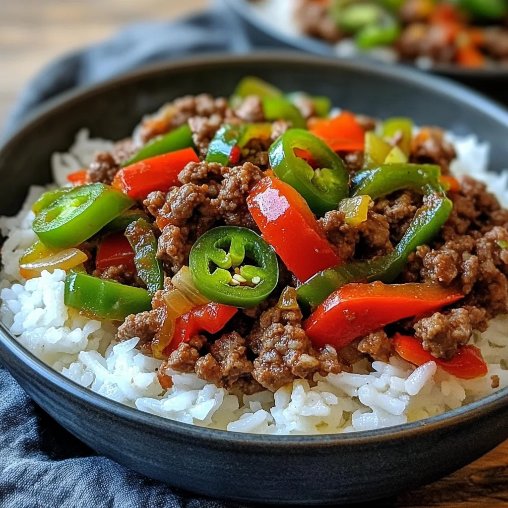 Beef and Pepper Rice Bowls