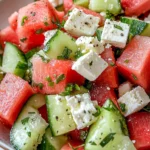 SIMPLE Watermelon + Cucumber + Feta Salad