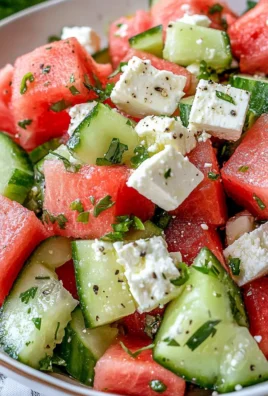 SIMPLE Watermelon + Cucumber + Feta Salad