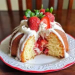 Strawberry bundt cake with swirl