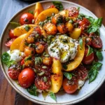 Tomato, Peach, and Burrata Salad