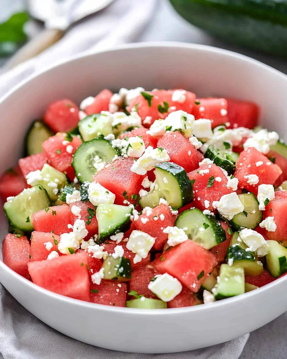 Watermelon Salad with Cucumber and Feta