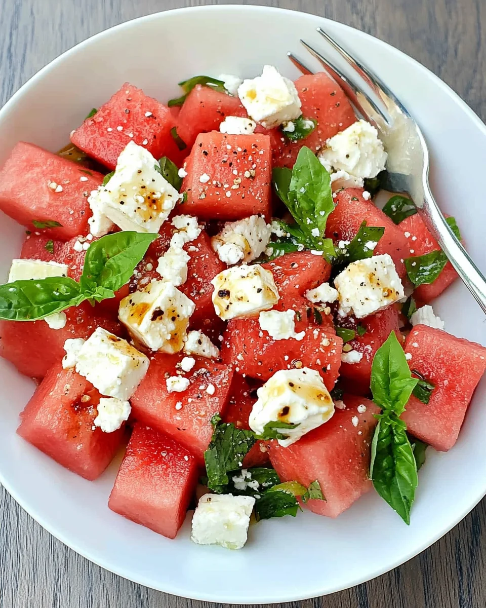 Watermelon and Feta Salad with Honey Balsamic Vinaigrette