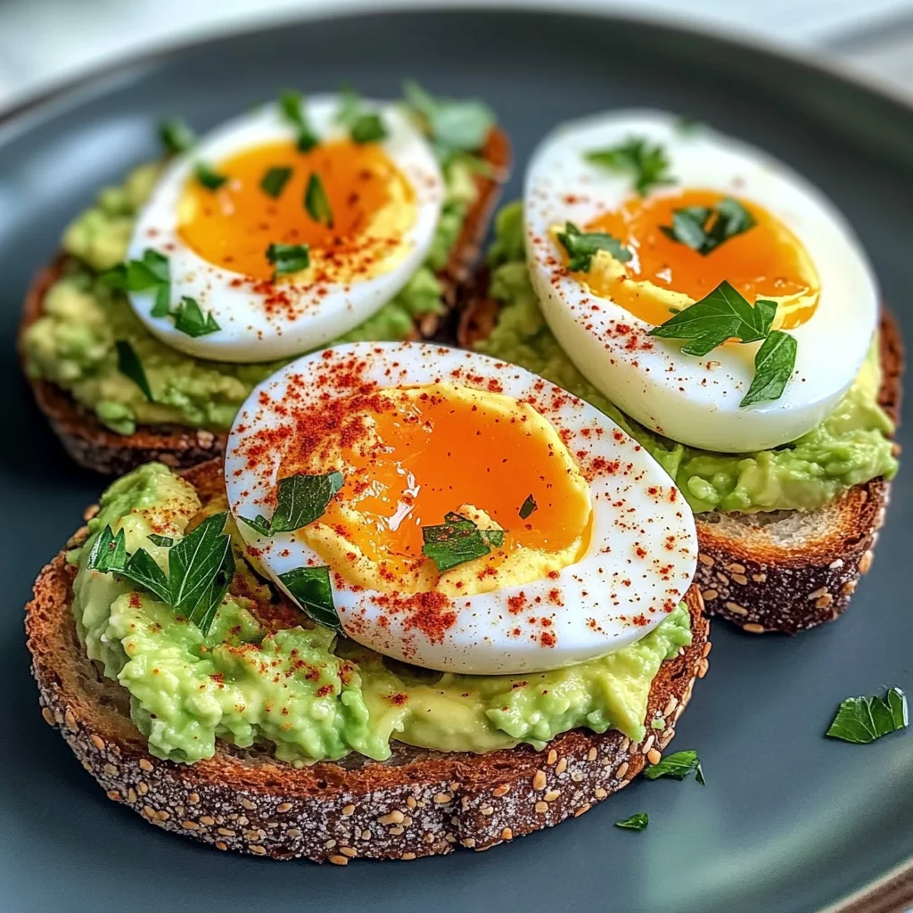Avocado Cottage Toasts with Soft-Boiled Eggs & Paprika