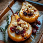 Baked Pears with Feta, Honey, and Cranberries