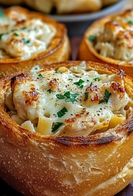 Chicken Alfredo Garlic Bread Bowls