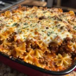 Creamy Baked Velveeta Bowtie Pasta with Italian Beef Marinara