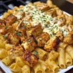 Creamy Cajun Garlic Butter Chicken Rigatoni with Mozzarella & Parmesan