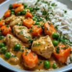 Creamy Chicken with Peas & Carrots over Rice