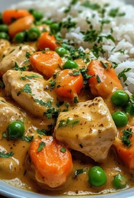 Creamy Chicken with Peas & Carrots over Rice