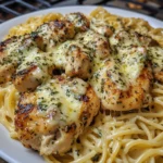 Creamy Garlic Parmesan Chicken with Cheesy Linguine Pasta