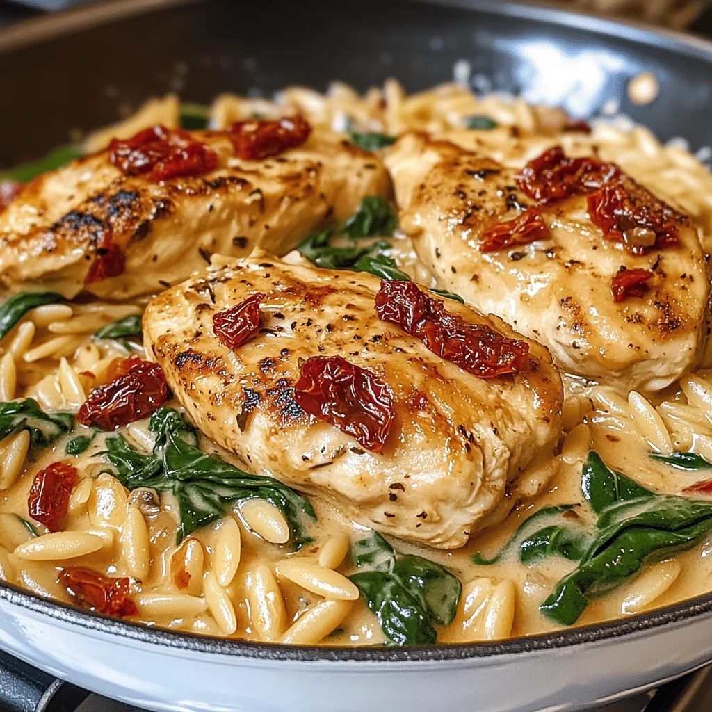 Creamy Tuscan Chicken with Orzo