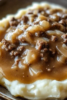 Delicious chicken chicken hamburger Gravy Over Mashed Potatoes