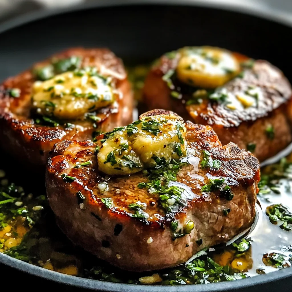 Garlic Butter Pan Seared beef Chops