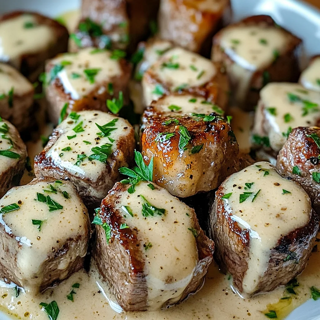 Garlic Butter Steak Bites with a Rich Parmesan Cream Sauce