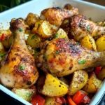 Golden-Baked Chicken Drumsticks with Crispy Potatoes