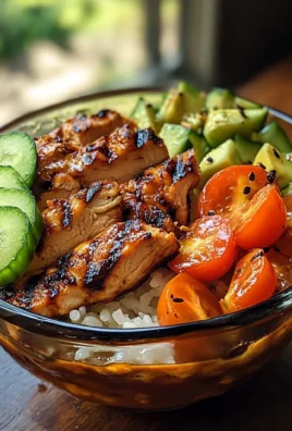 Grilled Chicken Rice Bowl with Avocado, Cucumber & Cherry Tomatoes