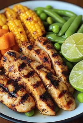 Grilled Chicken Strips with Steamed Mixed Veggies & Lime