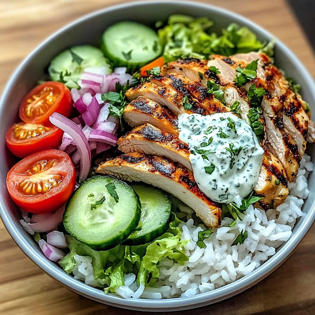 Grilled Chicken & Rice Veggie Bowl with Herb Yogurt