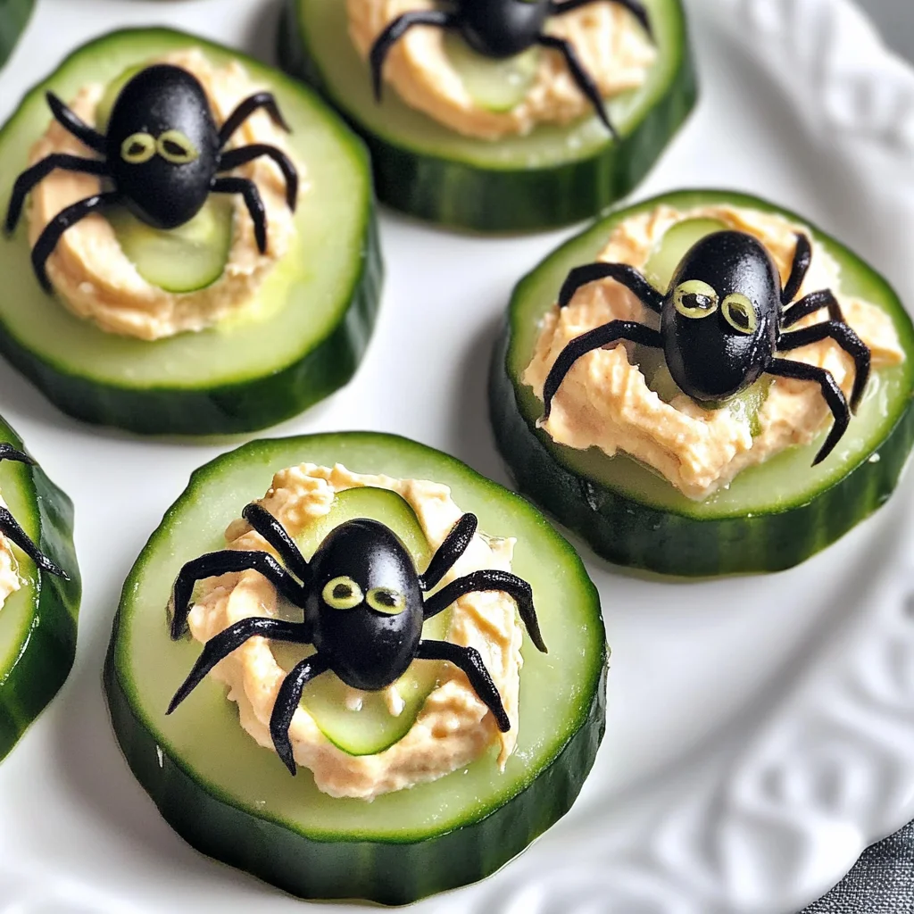 Keto Spider Cucumber Appetizer Bites