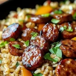 One Pan Sweet And Tangy Bbq Sausage Rice