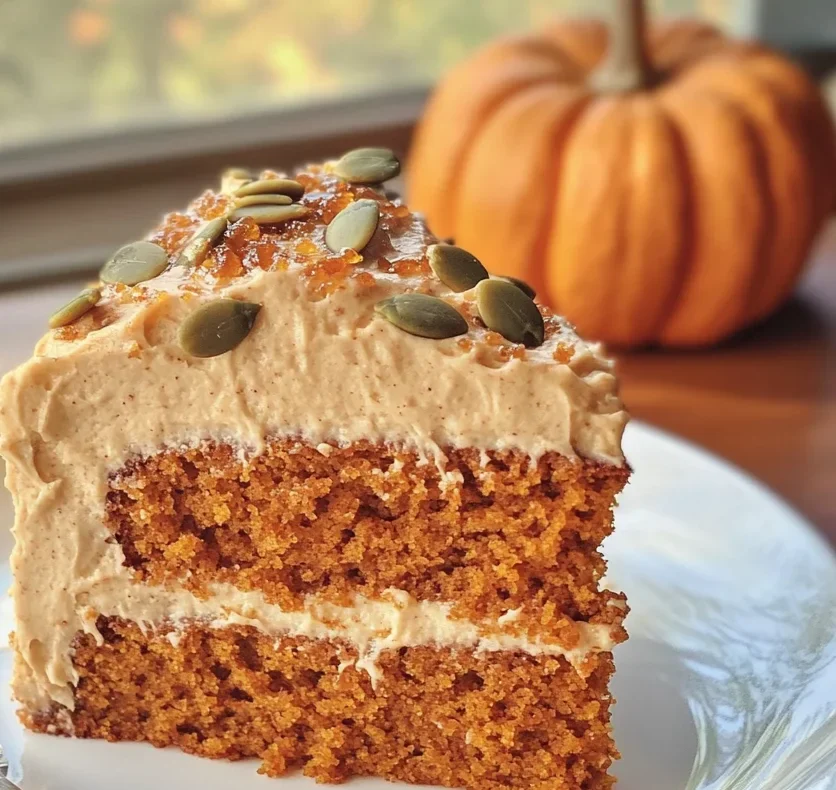 Pumpkin Spice Cake with Brown Sugar Cream Cheese Frosting