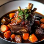 Red Wine Braised Lamb Shank with Carrots & Herbs