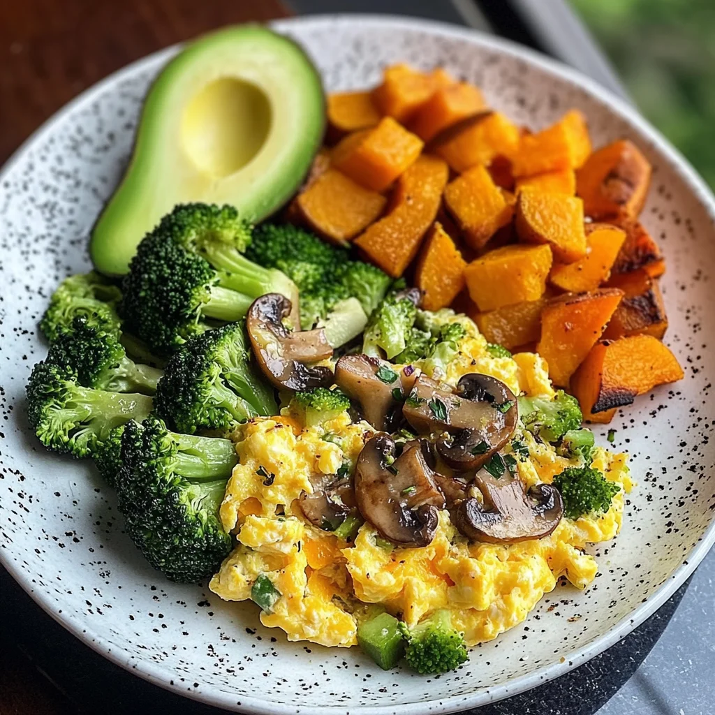 Savory Scramble with Veggie Medley & Sliced Avocado