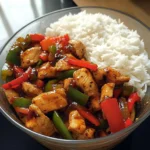 Spicy Chicken Stir-Fry with Peppers & Rice