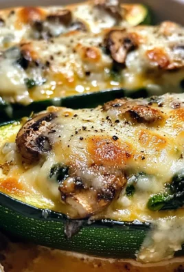 Spinach Mushroom and Ricotta Stuffed Zucchini