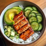 Teriyaki Salmon Bowl with Avocado & Cucumber