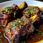 Braised Lamb Shanks in Red Wine and Herb Sauce
