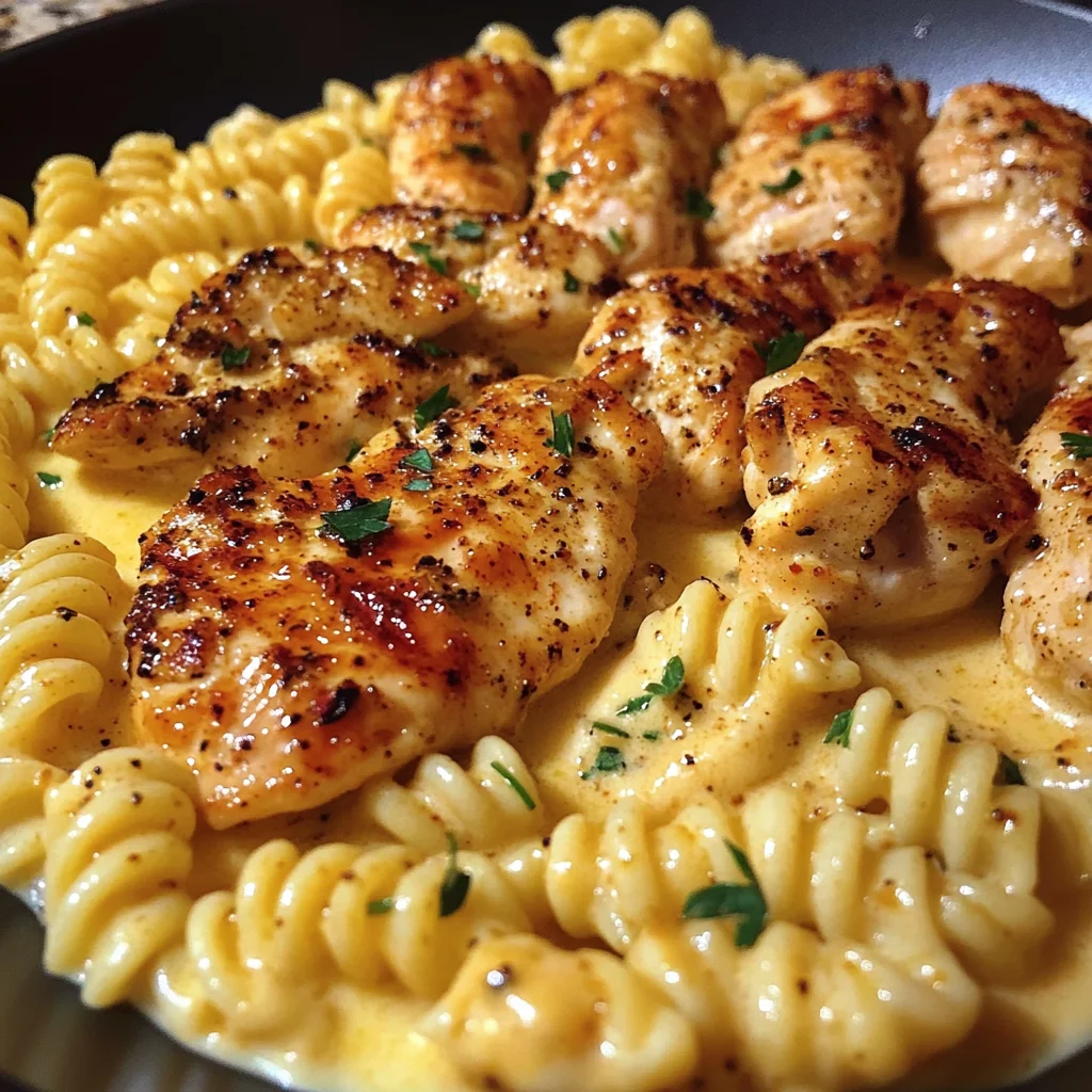 Cajun Garlic Chicken Rotini in Velveeta Cream Sauce