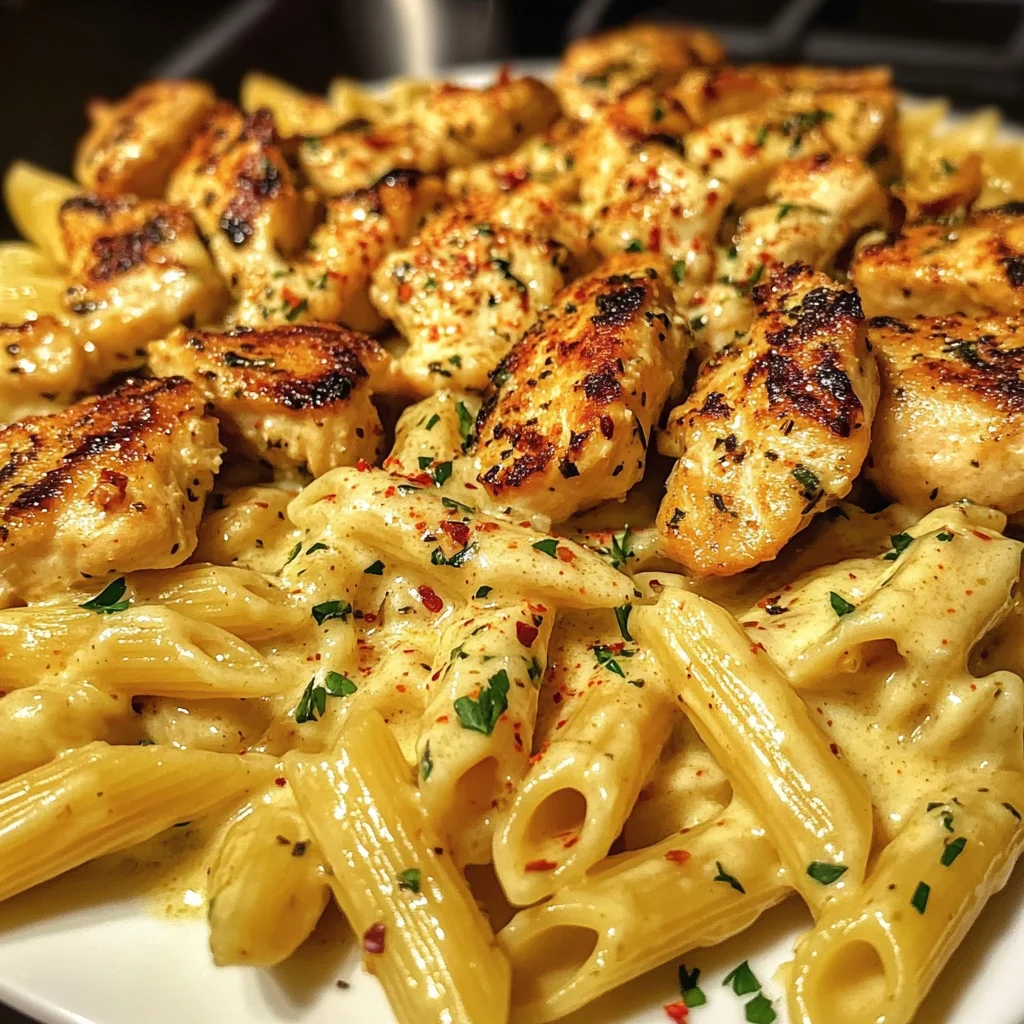 Cheesy Chicken Penne in Garlic Butter Parmesan Sauce