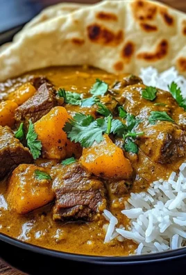 Coconut Beef Curry with Fragrant Basmati Rice and Naan