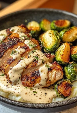 Creamy Black Pepper Chicken Bowl with Crispy Brussels & Mash
