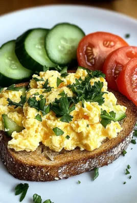 Creamy Scrambled Egg Toast with Fresh Cucumber & Tomato Slices