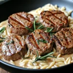 Creamy beef Tenderloin Medallions with Orzo